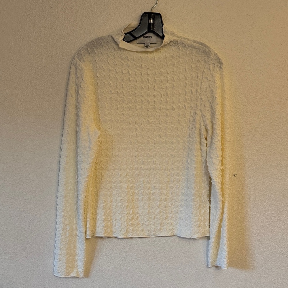 Jason Wu Cream Textured Long Sleeve Top